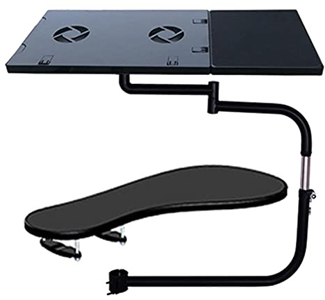 TanjcXliu Laptop stativ keyboardstativ keyboard stativ laptop väggfäste keyboard stativ laptop arm laptop stöd med USB-fläkt och musmatta och stolklämma musmatta