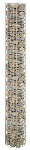Mokuyary Palo per gabbioni circolari in acciaio zincato Ø30x200 cm Gabbie per pietre, Recinzione da giardino Griglia di gabbione per esterni, Terrazza, Posteriore cortile, Prato