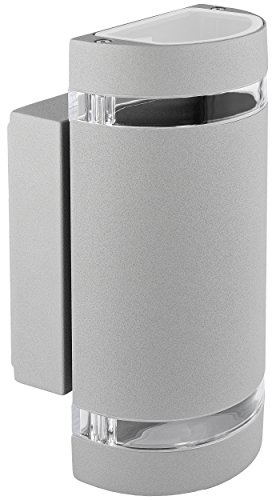 SSC-LUXon ZORA Wandleuchte außen grau rund Up & Down IP44 – mit 2x GU10 LED 5W neutralweiß – Wandstrahler für Terrasse, Balkon & Eingang