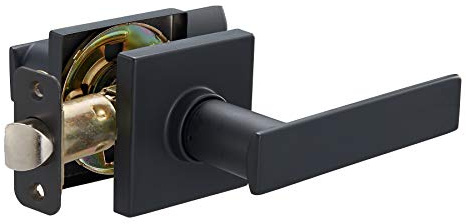 Amazon Basics Contemporary Stamford Passage Door Lever, Easy Installation, Matte Black, 1-Pack