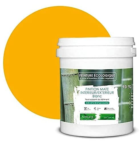 BOX DECO COULEURS Pintura natural ecológica interior exterior con aspecto mate Natura – 1 l/13 m² [Clase energética A+], amarillo sol