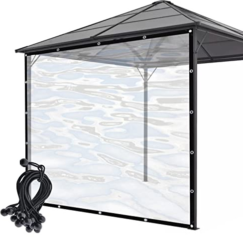 KUBAOS Rideau Extérieur Transparent Bâche de Pergola Imperméable PE Bâche en Plastique pour Terrasse, Extérieur, Résistance aux Intempéries, Personnalisable (Color : Clear, Size : 2x2.5m/6.56x8.2ft)