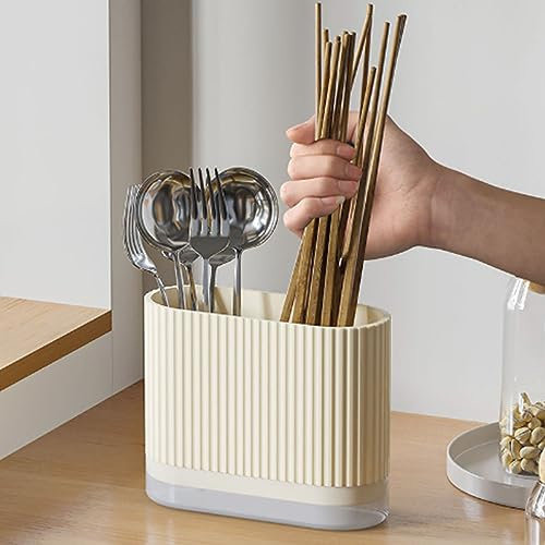 Halterung Für Besteck Und Utensilien, Küchenutensilienhalter, Utensilienhalter, Multifunktions-Besteckregal Mit 2 Fächern Zum Abtropfen Von Besteck, Besteck Abtropfbehälter Besteck Organizer