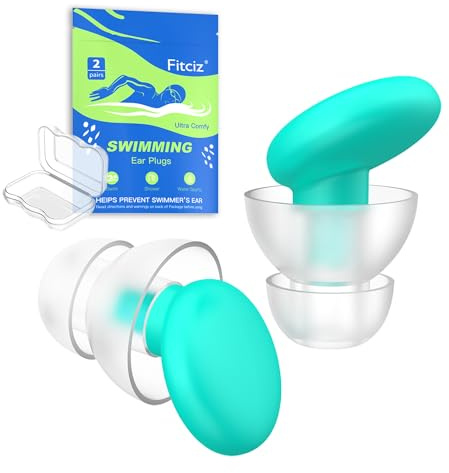 Fitciz Swimming Ear Plugs for Kids (Age 8+), Earplugs Swimming with Delicate Case, Reusable Comfortable Waterproof Silicone Ear Plugs for Swimmer (Size Small, Pairs*2)