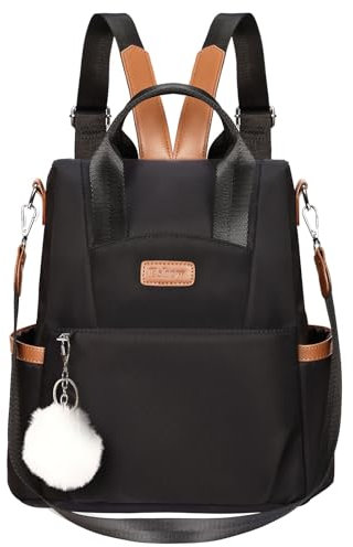 Eshow Rucksack Damen Klein, Anti-Diebstahl Elegant Cityrucksack Tagesrucksack, Kleine 3 in 1 Rucksackhandtasche für Mädchen Und Frauen, Rucksacktasche Modern für Pendeln Schule Arbeit Reise Schwarz