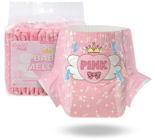 CutiePlusU Windeln für Erwachsene 10 Stück, Einweg-Inkontinenzslip mit Laschen für Frauen und Männer, maximale Saugfähigkeit über Nacht- Kleiner Musiker (Groß 37-47)