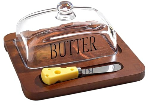 Butter Dish with Lid for Counter,Glass Butter Dish with Lid,Cheese Dome Glass Bell Butter Holder, Cake Plate with Lid, Butter Tray, Butter Dishes for Home, Cooking