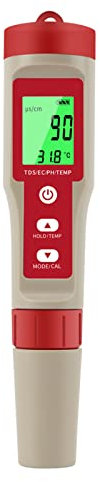 4-in-1-Wassertest-Messgerät, TDS EC Temperatur, Hintergrundbeleuchtung, digitaler Detektor für Schwimmbad, Aquarien, Aquarien