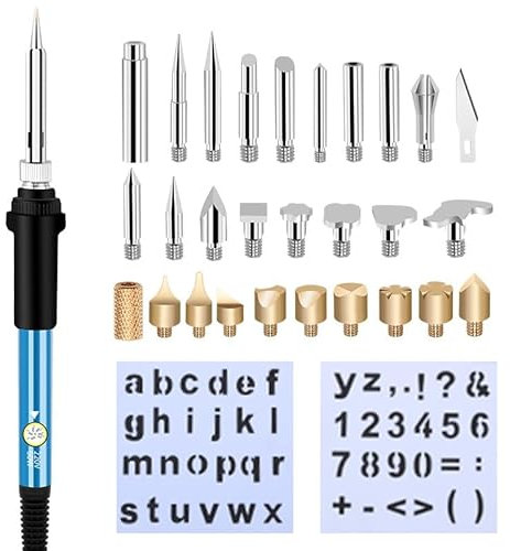 Brandmalerei Lötkolben Set, Brandmalkolben Set Temperatur Einstellbar 220~480 ℃ für Holz Leder Brennkolben DIY Kunst Geschenkset Farbstifte, Skulptur Holzbrandmalerei, Leder Gravieren Schweißen