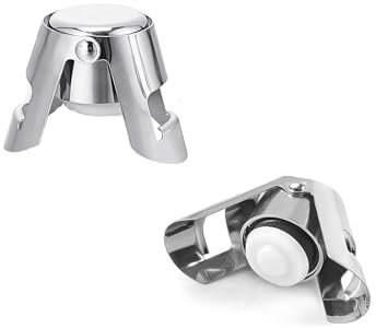 Weenwill Champagne Stoppers,2 Pcs Stainless Steel Bottle Stoppers Champagne Bottle Plug Professional Vacuum Sealed Wine Stoppers Bottle Closure Sealer for Champagne,Cava,Prosecco,Sparkling Wine