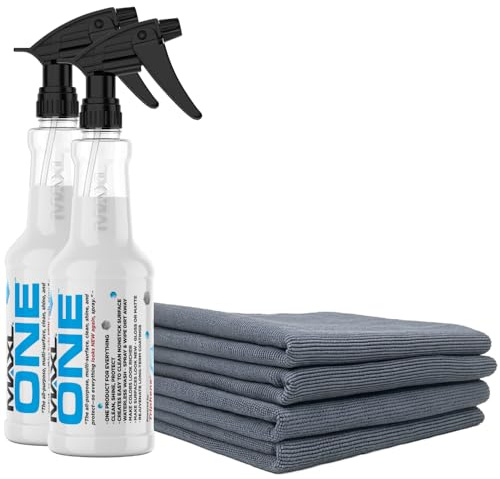 MAXLONE ™ Car Spray with Triphene® Technology, Quick Spray & Wipe All Purpose Waterless Detailer - Clean, Shine, Protect Paint, Glass, Wheels, Trim Without Pre-Washing (2, 20oz w 4 Micro Fiber Cloth)