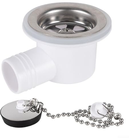 Zilimontt Raccordo angolare per scarico del lavandino in acciaio inox, per camper, roulotte, barca, cucina, impianto idraulico, bianco, 7,6 cm, materiale PP con guarnizione a tenuta stagna
