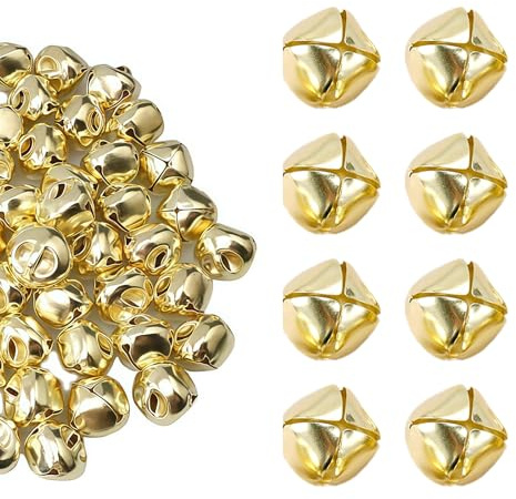 Nzexlyva 30 Pcs Jingle Bells, Christmas Bells Decorations, Bell for Crafts, Gold Tiny Jingle Bell for Festival Christmas Tree Decorations DIY Crafts Party Jewelry Toys Making
