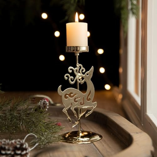 Portavelas de árbol de copo de nieve, portavelas de Navidad, portavelas de metal, árbol de Navidad, alce y copo de nieve, bandeja para velas de Navidad (estilo B)