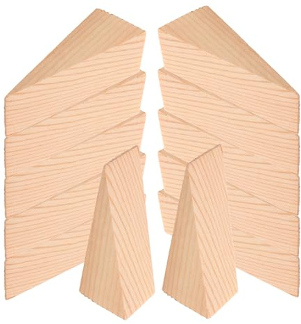 ELAYARD 12 Piezas Tope de Puerta de Madera Maciza Cuñas Triangulares Antideslizantes Bloque Sólido para Suelo Baldosa Moqueta Madera Práctico y Portátil