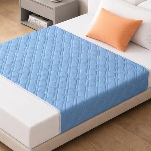 Washable Incontinence Bed Sheets for Adults, 100x150cm Waterproof with Side Leak Protection Bed Protector, Leak Resistant Underpad for Elderly, Suitable for Single Bed