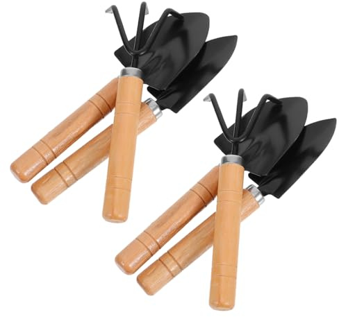 LIFKICH 6 Pezzi Piccoli Attrezzi da Giardinaggio Strumenti Leggeri con Mini Pala e Forca per Cura Piante da Interno per Fioriere e Contenitori da Giardino