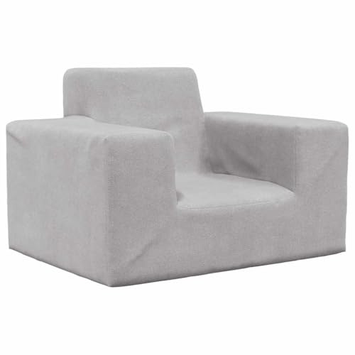Runheo Sofá infantil gris claro de felpa suave, 52 x 38 x 34 cm con funda extraíble, relleno de espuma, ligero, duradero, ideal para la habitación de los niños para jugar, leer y relajarse