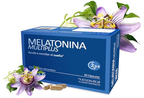 Melatonina Multiplus 30 Cápsulas | Concilia Sueño y Descanso, con Valeriana, Passiflora, Amapola y Espino Albar, Antioxidante