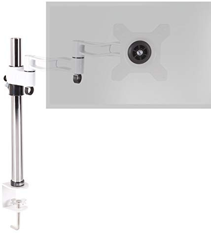 Duronic Single Monitor Stand DM351X3 WE Monitor Arm Riser Mount for 13-27” Computer Screen Height Adjustable Clamp Stands for PC Gaming Work Desk, Home & Office Studio, VESA 75 100