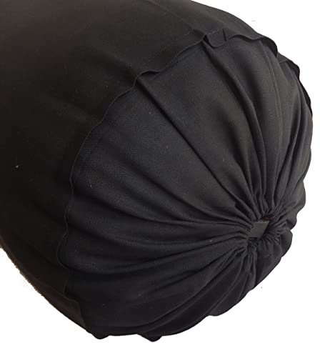 Saffron HANDICRAFTS Baumwolle 240TC – Nackenrollenbezug, rund, Abnehmbarer Bezug für Nackenrolle, Beinstütze, Yoga-Übung, Meditation, Bettsofa, Couch (schwarz, 15 cm x 40 cm)