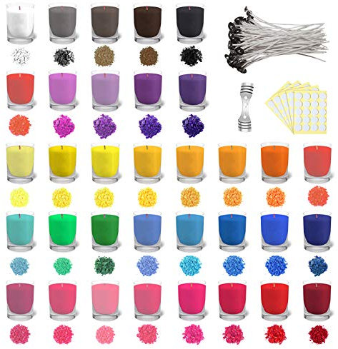 Lzshop-EU 34 x 5 Gramm Kerzenwachs Farbe Soja-Kerzenwachs zum Färben von Kerzen DIY Kerzen(34 Farben) (34*5g), Baumwolle,Metall,Wachs