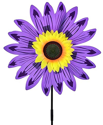 Moulin à Vent pour Jardin, Tournesol Moulin à Vent Moulin à Vent Fleurs Moulin à Vent fête pour Adolescents pelouse Jardin Cour décoration extérieure, Jouet de Moulin Vent pour Enfants, Violet