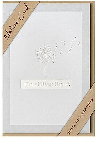 bsb - Trauerkarte mit liebevollem Pusteblumen Motiv - Nature Card - Trauerkarten - Beileidskarten mit Umschlag - Danksagungskarten Trauer - Karten zur Trauer 11,5 x 17 cm