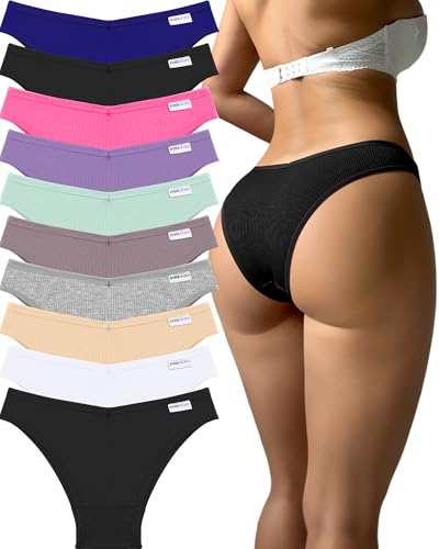 FINETOO Lot de 10 sous-vêtements Sexy en Coton Extensible pour Femme, Taille Basse, Taille en V, Taille S, XL, Multicolore B, Small