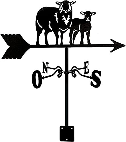 Girouette en métal avec Ornement de Mouton Girouette extérieure Indicateurs de Direction du Vent Conception sculptée Creuse Girouette en Acier Inoxydable