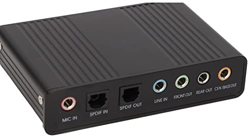 Externt Ljudkort, USB-Ljudkort för Bärbar Dator med SPDIF Digitalt Ljud, Stereoljudkort, 6-kanals 48 KHz Samplingsfrekvens, Plug and Play, Ljudkort för Pc Bärbar Dator (Svart)