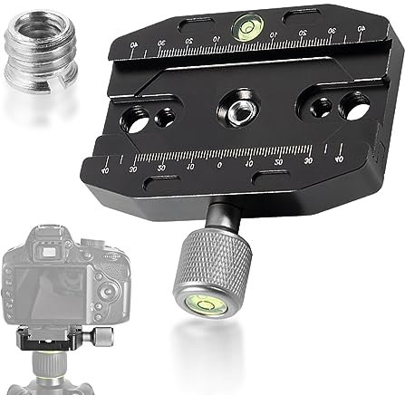 Vegena Abrazadera de placa de liberación rápida, QR-90N, metal, negro, para Arca-Swiss, trípode