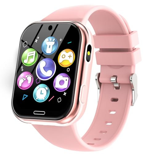 Montre Connectée Enfant-Smartwatch Téléphone pour filles garçons avec Appel 19 Jeux SOS podomètre Caméras Musique Lampe de poche Livre audio Réveil-Montre Intelligente Enfants de 4 à 12 Ans(Rose)