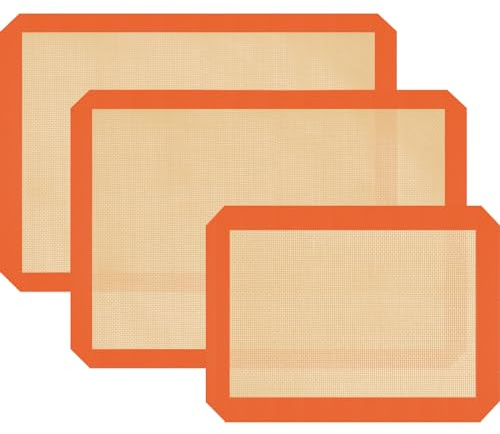 Silicone Baking Mat Set of 3, Silicone Baking Mats Cookie Sheet, Non-Stick Mats for Baking, Easy Clean & Reusable Oven Baking Sheet for Making Macaroons, Cookies
