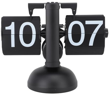 Flip Clock Style Room Kleine 24-Stunden-Retro-Heimuhr für Mechanische Umblätteruhr, One Foot Flip Clock, Große Anzahl Schreibtischregaluhren (Alles schwarz)
