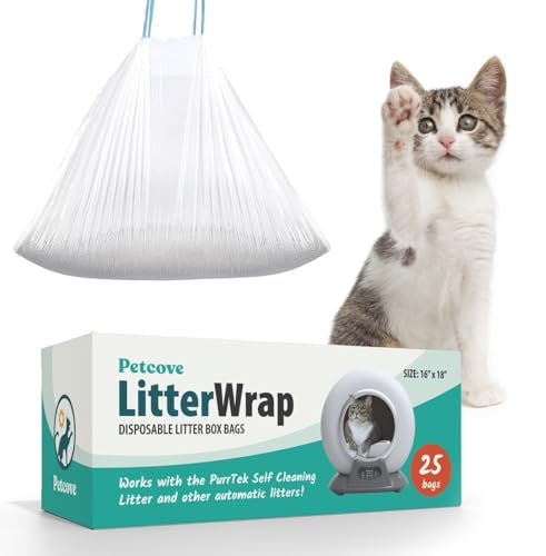 PetCove Premium Self Cleaning Cat Litter Box Liners, Kitty Litter Bags, Poop Bags, Pet Waste Bags & Durable Litter Box Liners - Ultimate Odor Control & Leakproof Design Cat Litter Bags