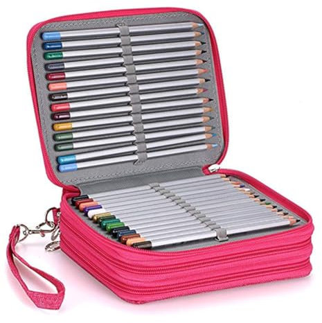 BEBEMOKO up Pencil Case for School Pen Storage Bag Red Oxford Cloth Stationery Bag Painting Pen