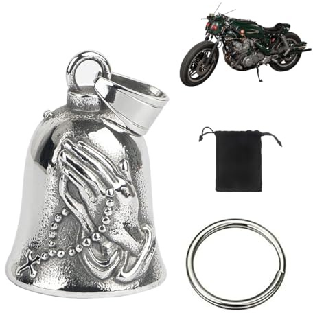 IOURVYA Llavero Moto Campana Guardiana, Campana de Motocicleta de la Guarda de Acero inoxidable con Anillo Colgante Amuleto de Buena Suerte para Bicicletas Coches Motocicletas, Estilo 3