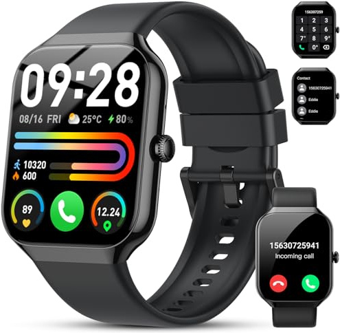Smartwatch Uomo Donna, 1.96 Orologio Smartwatch con Effettua/Risposta Chiamate, 115+ Sportive Smart Watch con Contapassi, Sonno/Cardiofrequenzimetro, IP68 Impermeabile Fitness Tracker per iOS Android