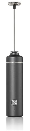 AdHoc Moro Milchaufschäumer MS32 (dunkelgrau), elektrisch & wiederaufladbar (USB-C), 10.000 U/min, abnehmbarer spülmaschinengeeigneter Quirl, Einhand-Bedienung