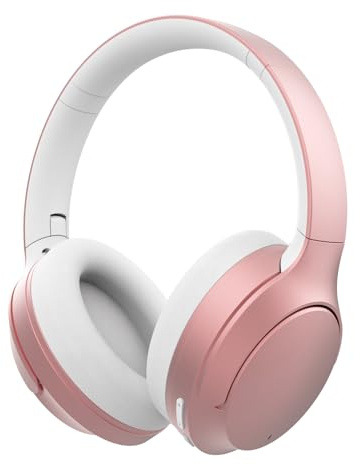 Auriculares inalámbricos sobre la oreja, auriculares Bluetooth con cancelación activa de ruido con micrófonos, tiempo de reproducción de 40 horas, auriculares plegables y ligeros con graves profundos