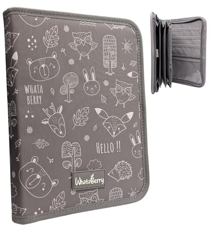 Porta documenti gravidanza e neonato – Porta libretto sanitario pediatrico, organizzazione rapida dei documenti essenziali per famiglia e viaggio – 16 scomparti, portatile – Grigio Scuro 26×19×3cm