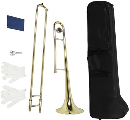 Trombón De Metal Trombón Sib De Latón Tenor Dorado Con Boquilla De Cuproníquel Instrumento De Viento Si(3/4)
