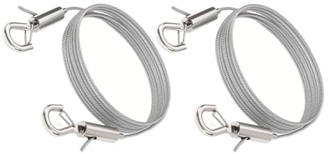 GRIRIW Kit de 2 Cuerdas Ajustables de Acero Inoxidable para Colgar Cuadros y Marcos, 2 Metros Doble Gancho, Cable Fuerte para Montaje de Espejos y Arte Decorativo, en Color Plateado