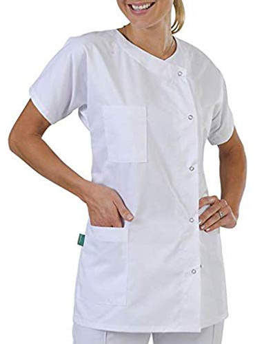 Cocila Blouse Médicale Femme Tunique Manches Courte 3 Poches Infirmiere Uniforme De Travail Haut Tenue Aide Soignante Professionnelle Esthéticienne Doux Confortableavec Vêtement Lavables Durables