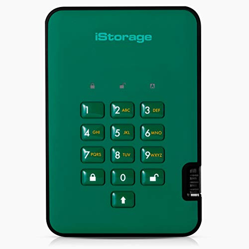 iStorage diskAshur2 HDD 5TB | Disco Duro Seguro Portátil | Protegido por Contraseña | Resistente al Polvo/Agua | Cifrado Hardware. IS-DA2-256-5000-GN