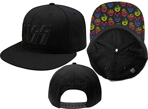 KISS Neon Faces Official Mens Black Baseball Cap One Size Snap Back