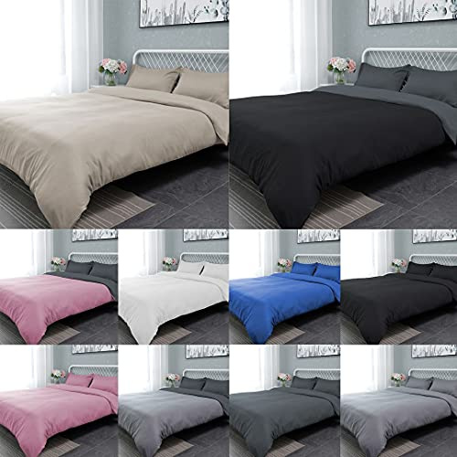 John Aird Microfibre Reversible Duvet Cover With Pillowcase (Single, Grey/Black)