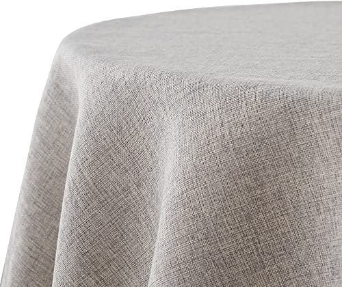Decomira Tischdecke wasserabweisend Leinen-Optik - Fleckschutz, abwaschbar - Garten-Tischdecke Outdoor, Tischtuch Esstisch - Grau - 160 cm Rund