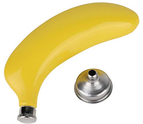 Fiaschetta per Liquori, 5 Once Bottiglia di Vino in Acciaio Inox Frutta Banana Liquore per Whisky Bottiglia Tascabile per Alcol con Imbuto Bottiglia Tascabile per Alcol Whisky Portatile a Forma di Fru